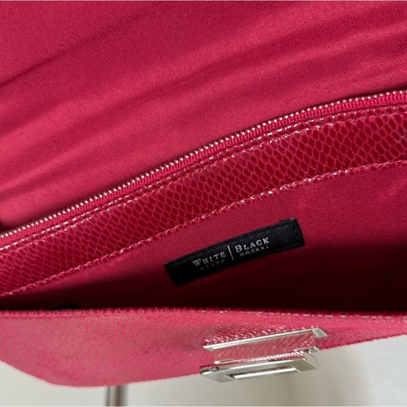 Brand New White House Black Market Burgundy and Silver Leather Crossbody Clutch - Picture 7 of 8